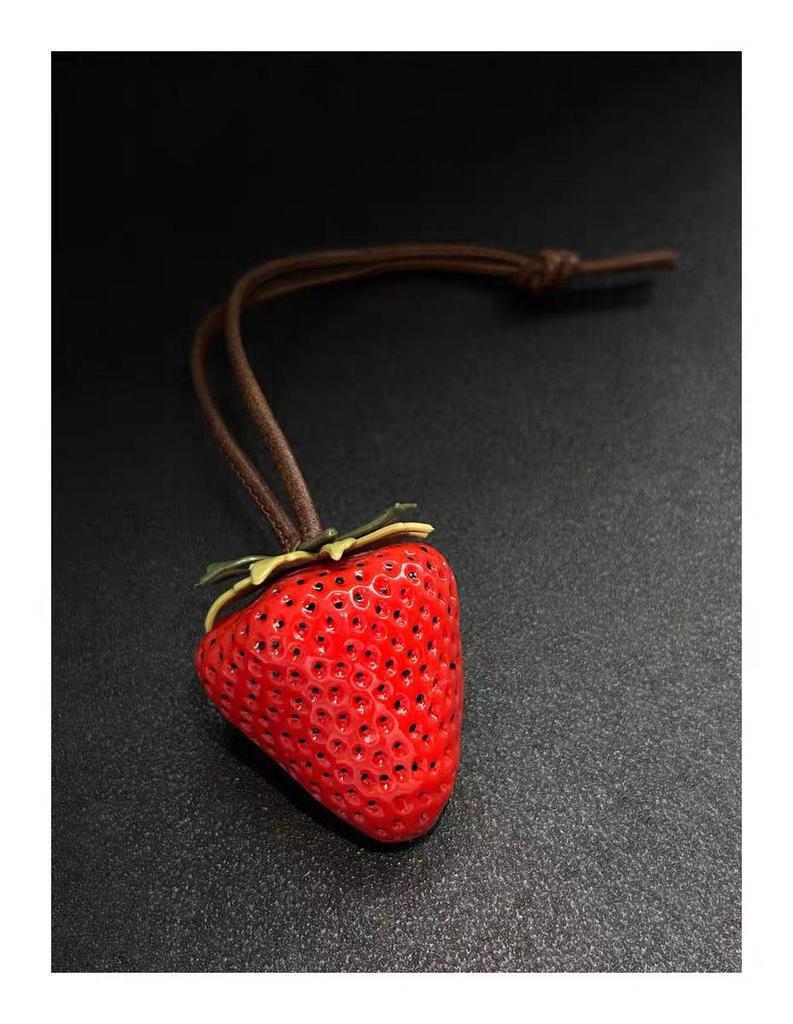 High-End Cute Strawberry Pendant: Fashionable 3D Bag Charm and Backpack Accessory for Couples