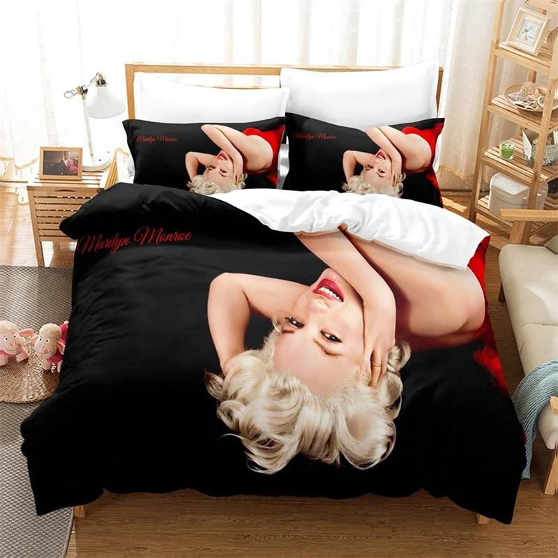 3D Marilyn Monroe All Season Duvet Cover Постельное белье Комплекты одеял Мягкие пододеяльники и наволочки Single/Double/Queen/King