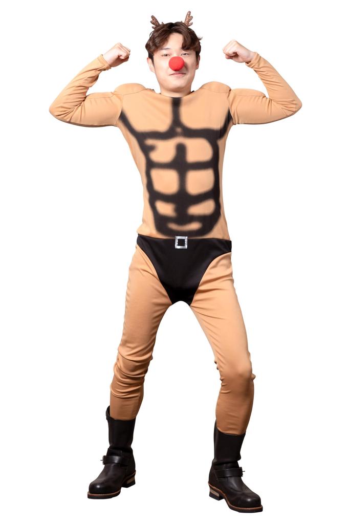 Косплей Рождественский мускулистый олень Коричневый [Прозрачный камень] Мужской