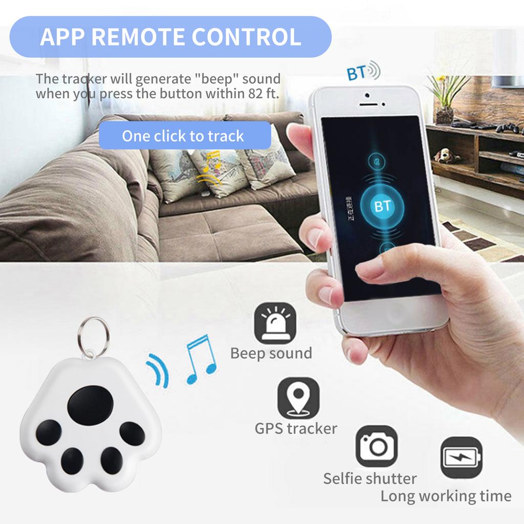 BT Smart Tracker for Pets Keys Bags Wallets Two-Way Notified Item Locator APP Control Selfie Shutter for iOS/Android Phones Light Blue