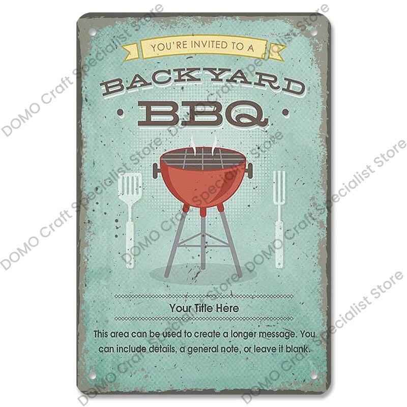 Плакат для вечеринки с барбекю, винтажные металлические жестяные вывески для гриля, ретро-налет, Настенный декор для бара, паба, заднего двора, пляжного дома