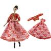 Red Flower Fashion Dress For Barbie Doll Outfits Coat Princess Party Gown Clothes For Barbie Dollhouse 1/6 Doll Accessories Toy