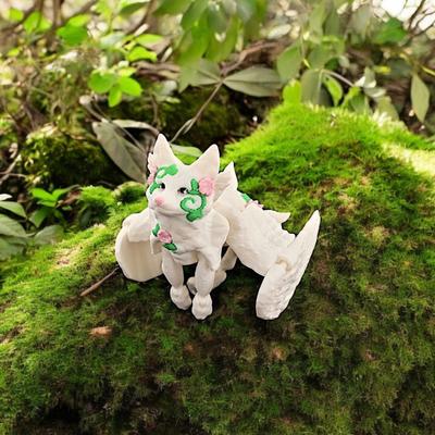 3D-печатная фигурка белой лисы с подвижными суставами, фигурка крылатой лисы, шарнирная модель животного, игрушка-фиджет, украшение для рабочего стола, орнамент