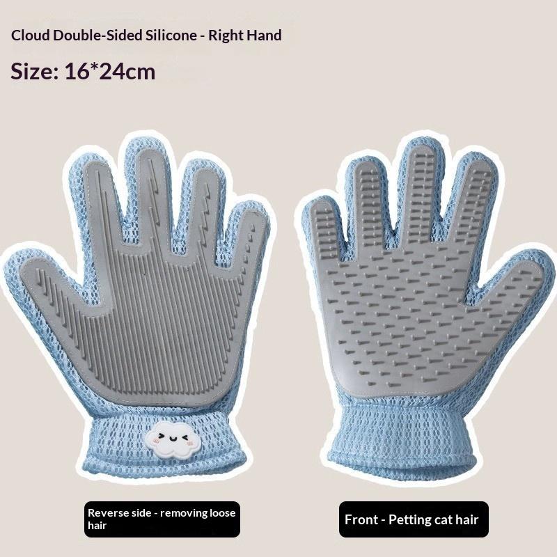 Pet cleaning gloves, cat hair combs, petting brushes for removing loose fur, dog bathing supplies and other pet products