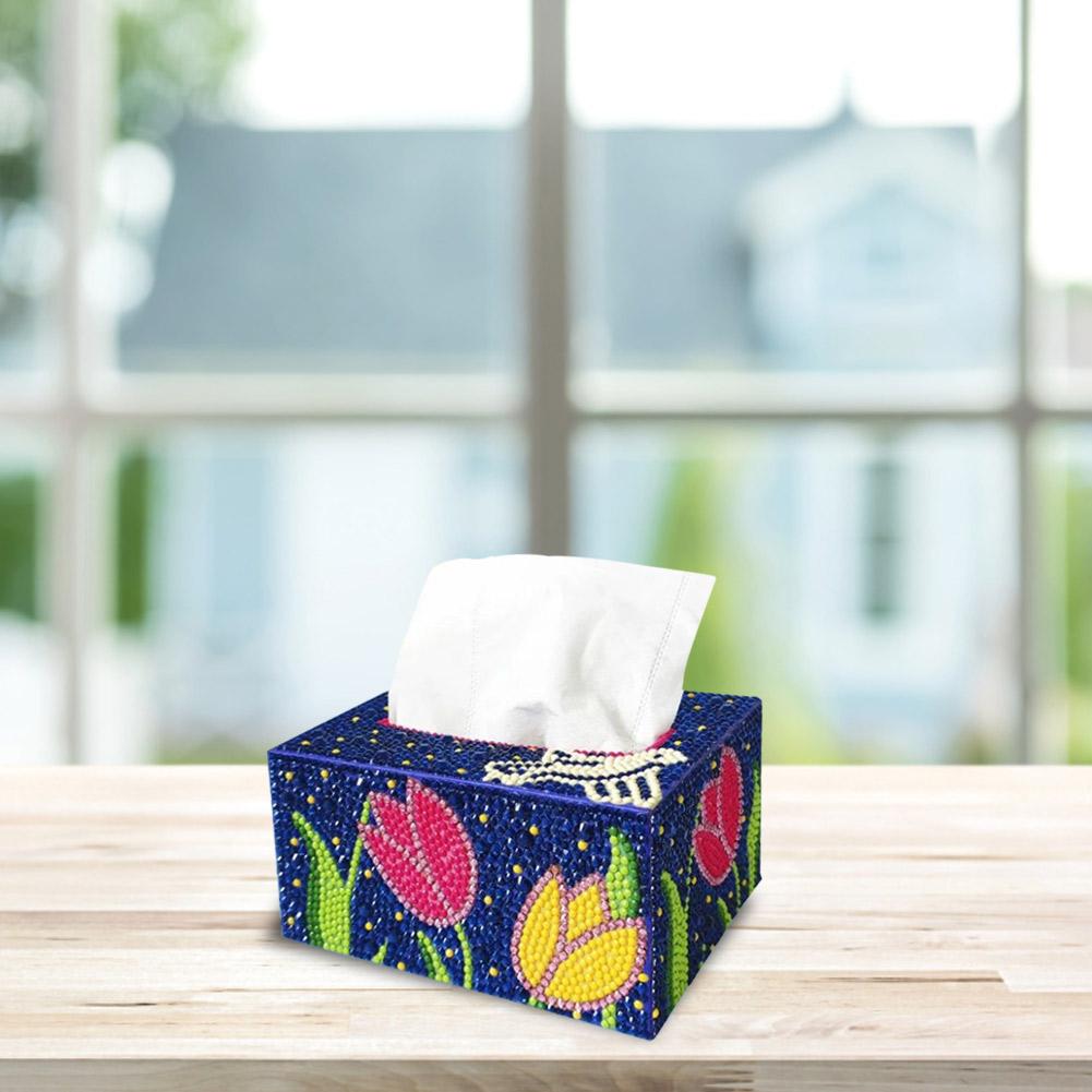 5D DIY Tissue Box Creative Diamond Mosaic Square Tissue Cases Creative Art Napkin Dispenser Craft Kitchen Supplies