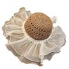 Women Straw Hat Wide Brim Breathable Straw Weaving Hat with Colorful Beads Decor Flexible Edges Sun Hat
