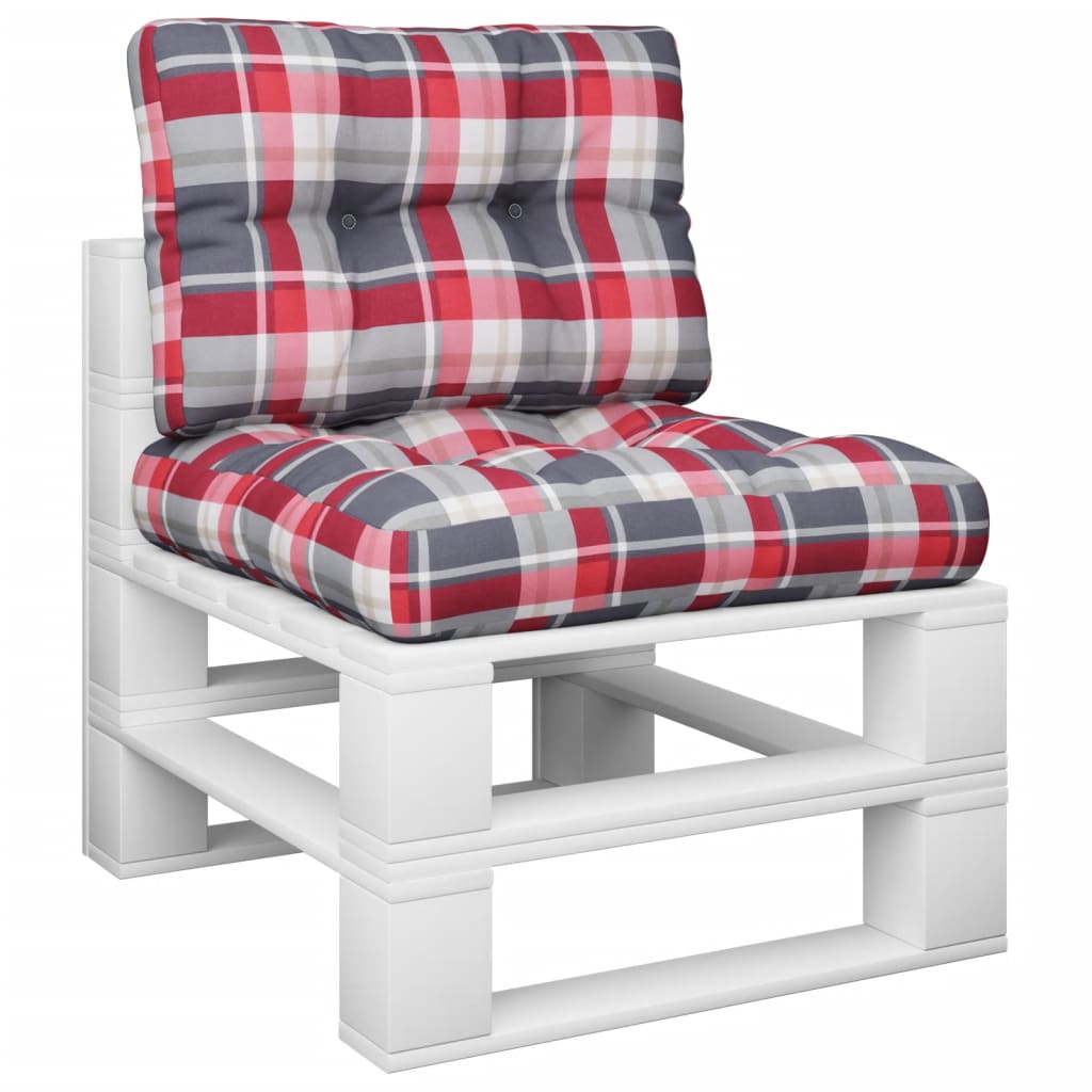 2 Piece Palette Cushions Red Checkered Pattern Fabric