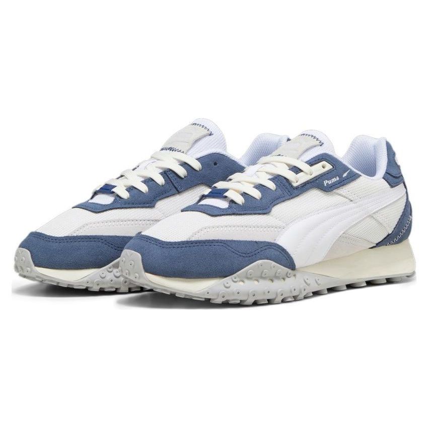 Puma Blktop Rider Synthetic Leather Comfortable Sports Low-Top Casual Shoes Unisex Sneaker White Blue 394828-02