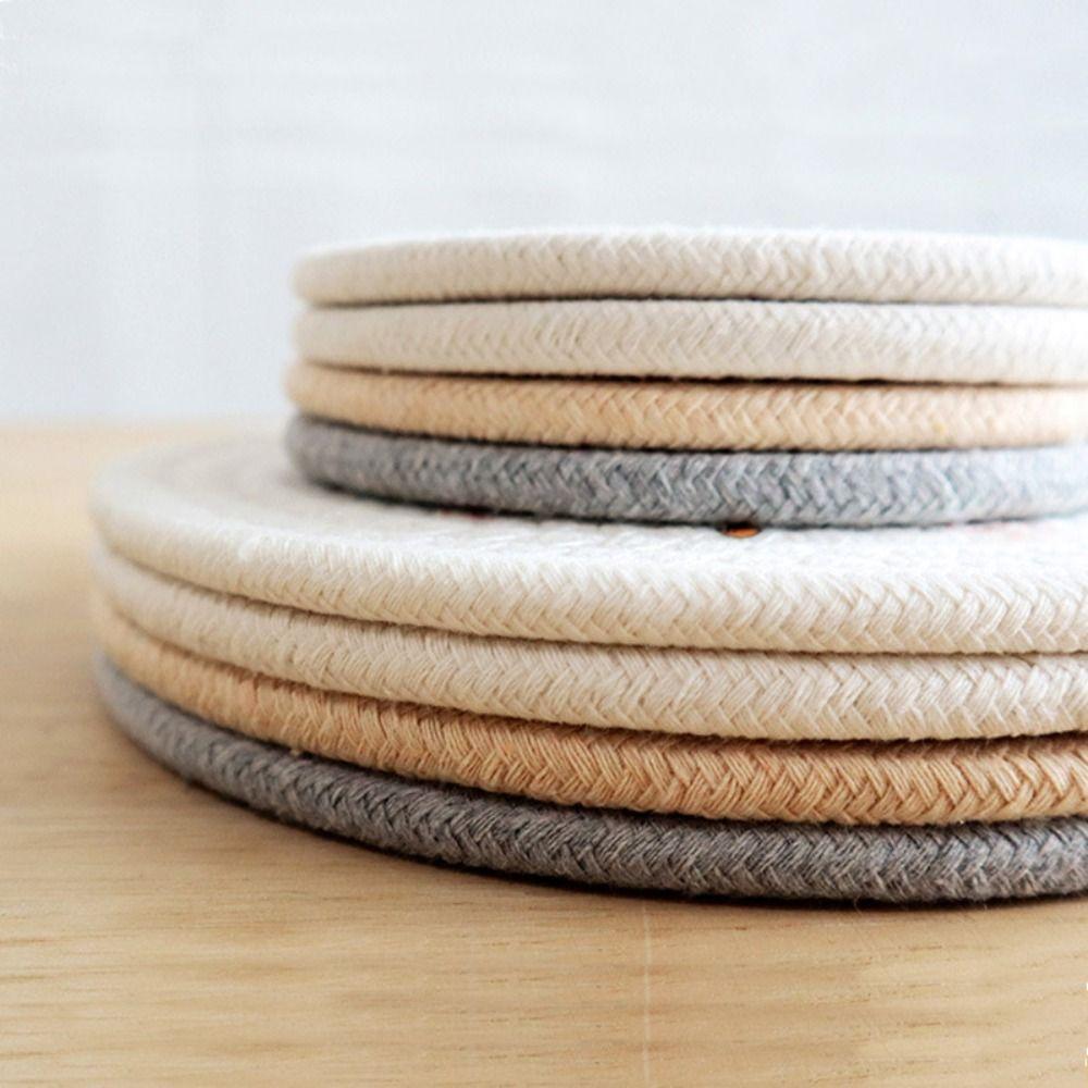 Heat Insulation Coaster Non-Slip Pot Pad Table Mats Woven Cotton Placemat  Table Decoration