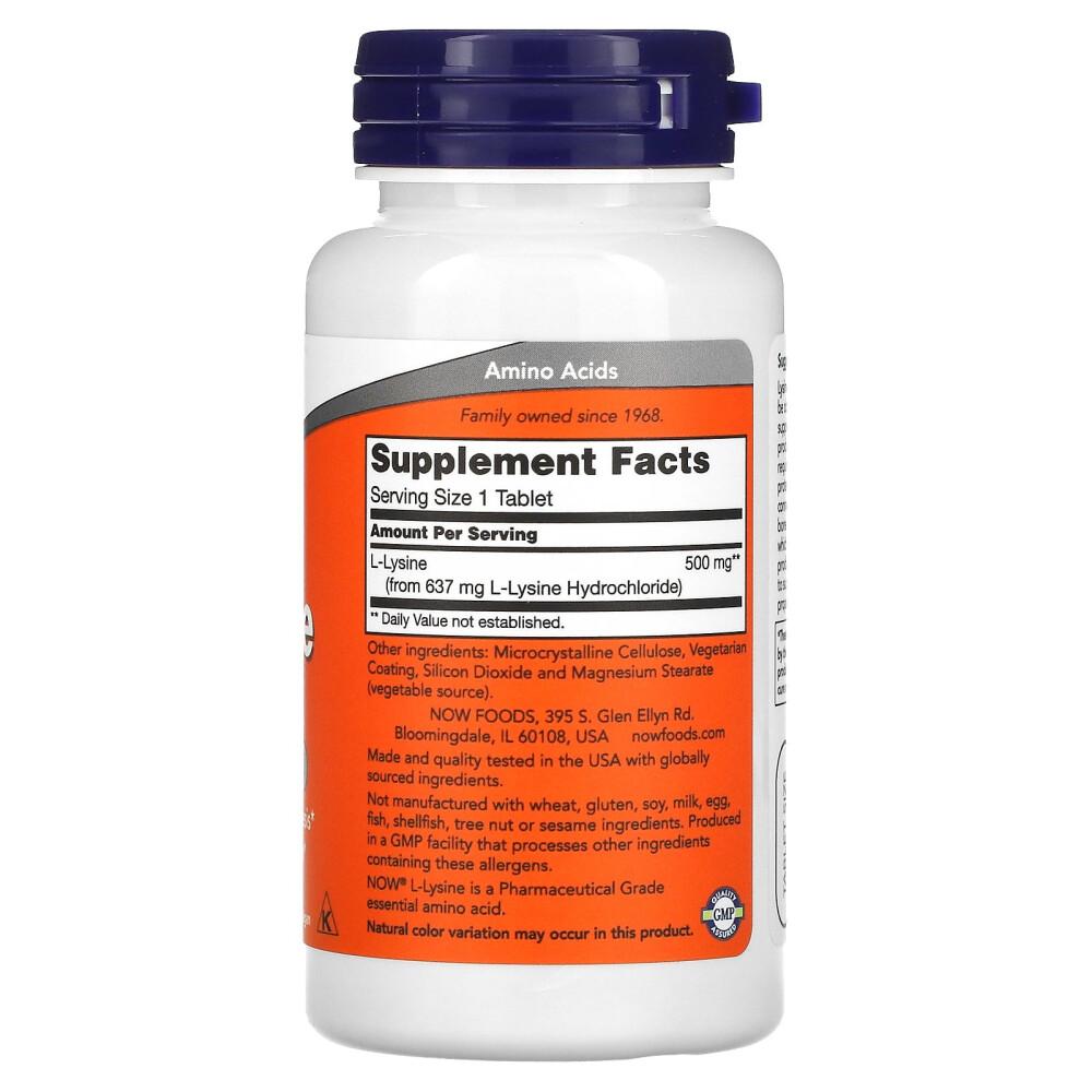 Now Foods L-Lysine 500mg 100 Tablets (3-Pack)