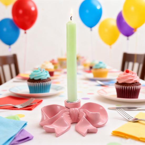 Розовый бант Керамический подсвечник для конических свечей Подставка для конических свечей Подсвечник Центральный элемент стола Праздничная вечеринка Дом Офис