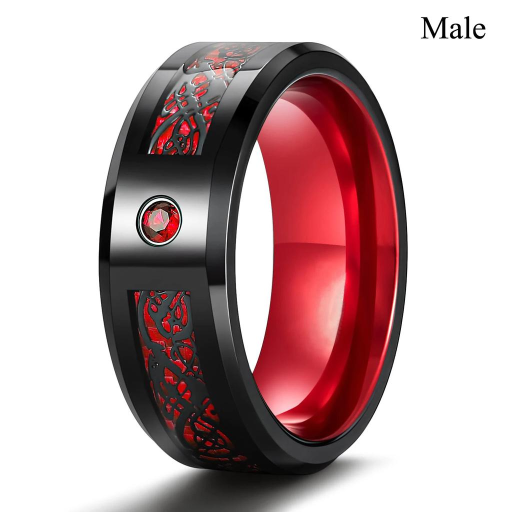 Парные кольца Романтические женские с красными стразами кольца из кубического циркония набор Модные мужские кольца из нержавеющей стали с кельтским драконом Обручальное кольцо