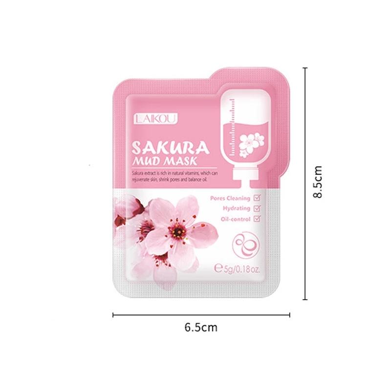 LAIKOU Sakura Mask Грязевая освежающая глубокая очищающая отбеливающая маска для сужения пор Средства по уходу за кожей лица