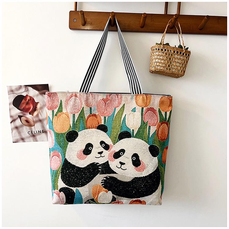 Этническая холщовая сумка через плечо с павлином - Женская модная сумка-тоут большой вместимости