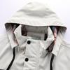 Men Zipper Buttons Placket Casual Windbreaker Jacket Lapel Hooded Long Sleeve Multi Pockets Design Waterproof Outdoor Soft Shell Winter Coat