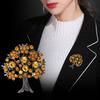 Women Brooch Tree Shape Rhinestone Oil Drip Anti-slip Shoulder Bag Suit Coat Collar Hat Clothes Anti-exposure Pin Party Prom Bride Garment Jewelry