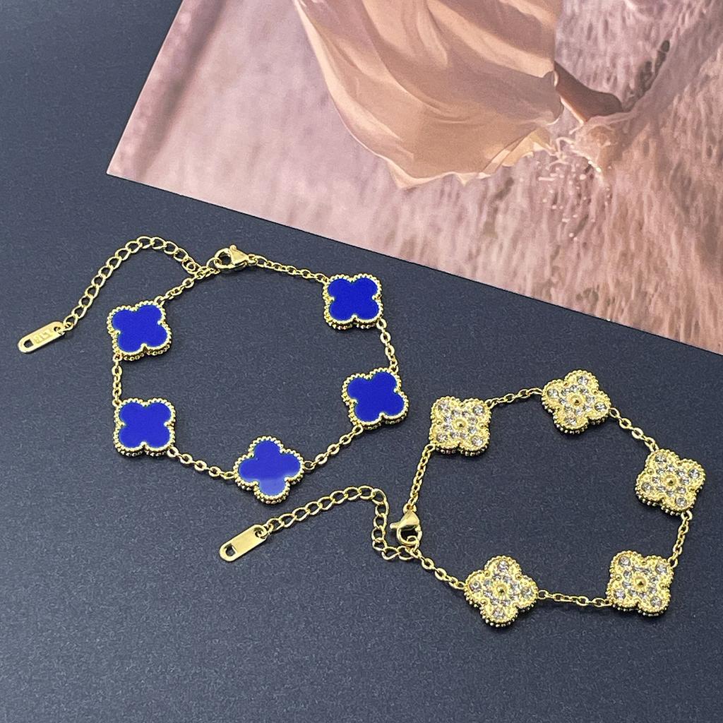 Браслет 15 мм, одна сторона полностью усыпана бриллиантами, другая сторона инкрустирована ракушками, браслет «четырехлистный клевер», вакуумное 18-каратное женское браслет