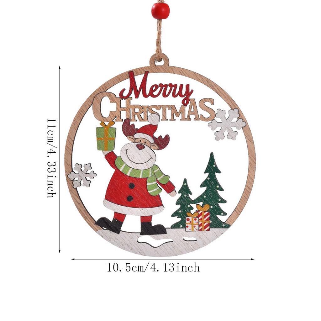 1/4 Piece Christmas Pendant Christmas Decoration Wooden Pendant Hollow Decoration Santa Claus Label Christmas Wooden Pendant