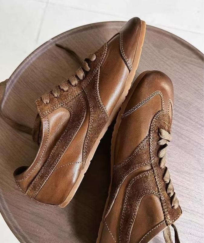 Мода Женщины Немецкая Кожа Кроссовки 2025 Новые Повседневные Кроссовки для Бега Кеды Обувь на Плоской Подошве на Шнуровке Женская Уличная Обувь для Ходьбы