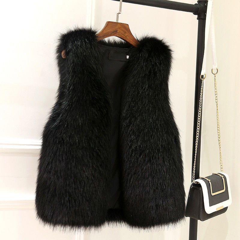 Plush Warm Women's Vest V Neck Loose Thicken Fake Fur Vest Coat 2023 Autumn Winter New Open Stitch Sleeveless Jacket Female