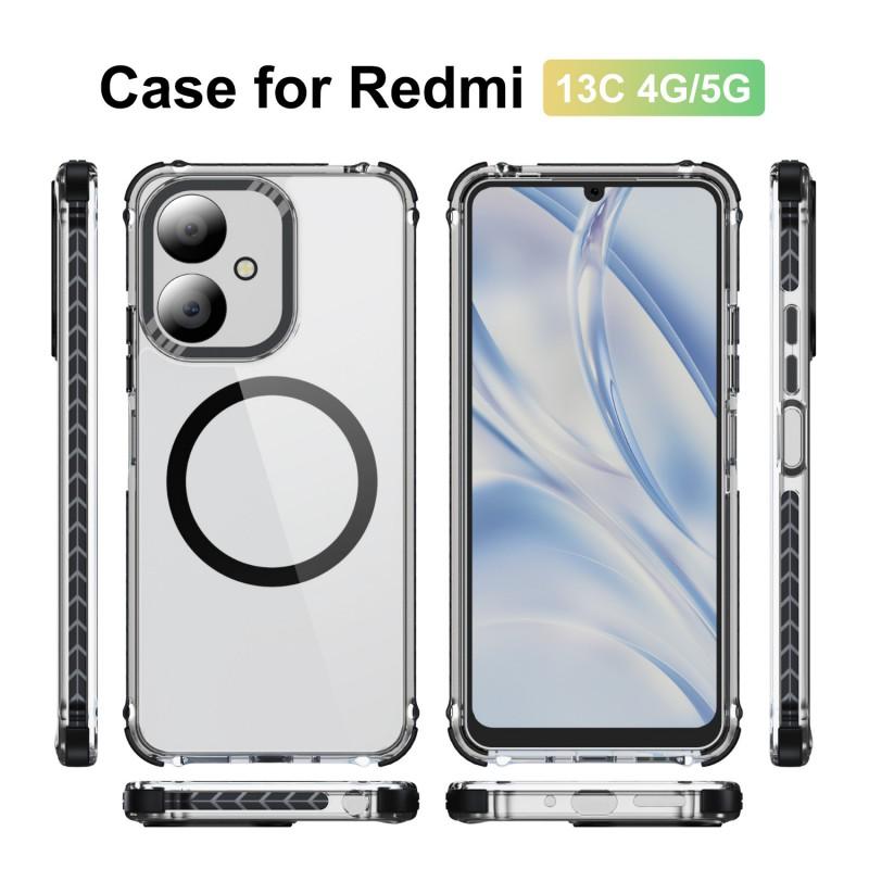 Transparent Acrylic Phone Case With Magnetic Snap Redmi 13 13C 4G 5G Anti-Fingerprint Hard Shell Minimalist Chic