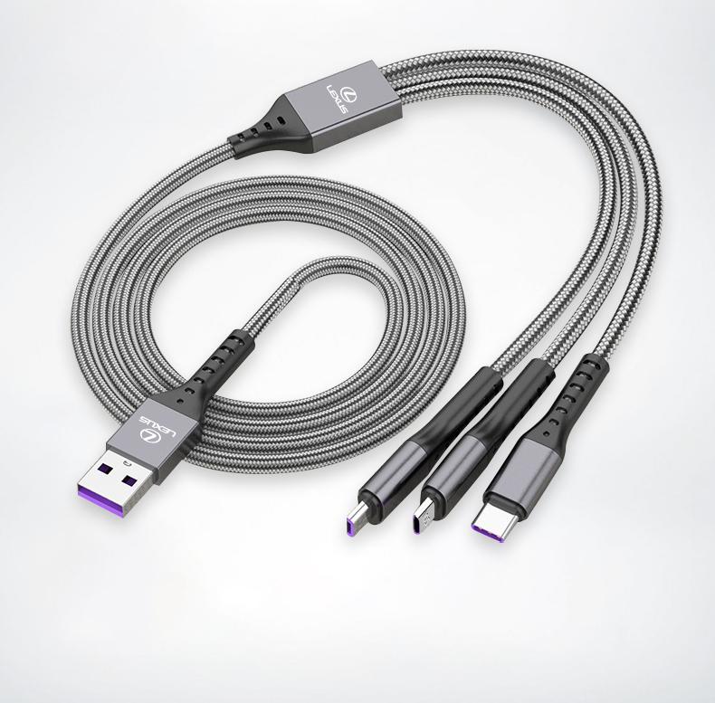 Car 3 In 1 100w Fast Charging Cable Type C Usb Micro For Lexus LS LC RZ IS350 ES300 GS350 CT200h GX460 LX570 RX500h NX300 UX260HK1
