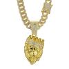 Men's Hip Hop 3D Crown Lion Head Pendant Necklace, with 13mm Cuban Chain  Animal Lion Head Rock Necklaces Fashion Punk Jewelry
