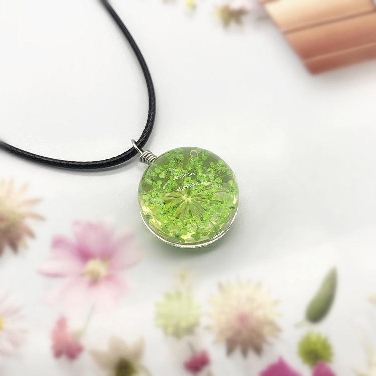 Beautiful Dandelion Necklace Eternal Flower Clavicle Chain Male and Female Couples Crystal Dried Flower Glass Ball Pendant Accessories