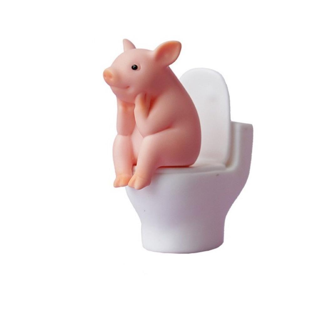 Cartoon Pig Desktop Ornaments PVC Toilet Frog Ornaments Wall Decor Toilet Pig Decoration Gag Gift