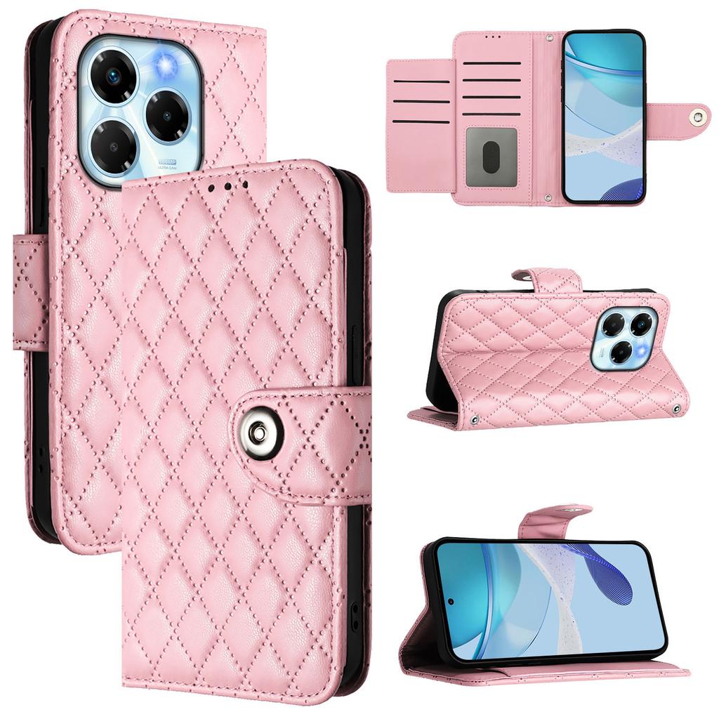 Чехол-кошелек из 6-цветной искусственной кожи с узором в ромбовидную клетку и ремешком на запястье для серии Infinix.Hot10,Hot20,Hot30,Hot40,Note 12,Note 30,Note 40,Smart 4...