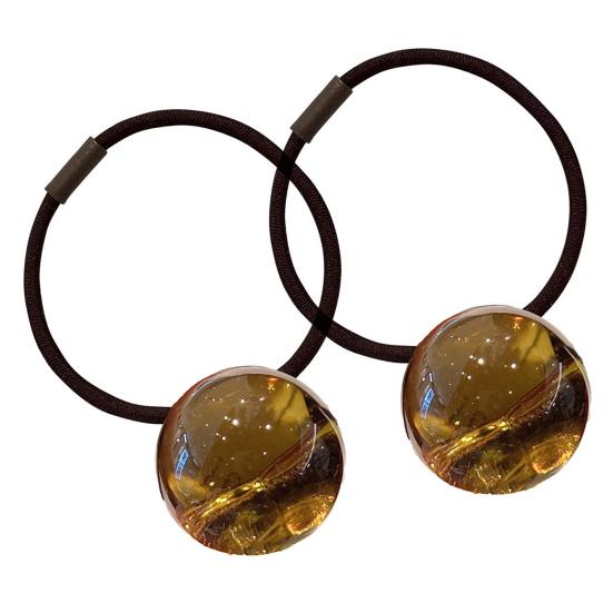 2Pcs Women Hair Ropes Transparent Jelly Ball Design High Elasticity Hair Ties No Damage Ponytails Buns Holder Hair