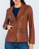 Formal Women Blazer Party Handmade Real Lambskin Leather Brown Stylish Designer