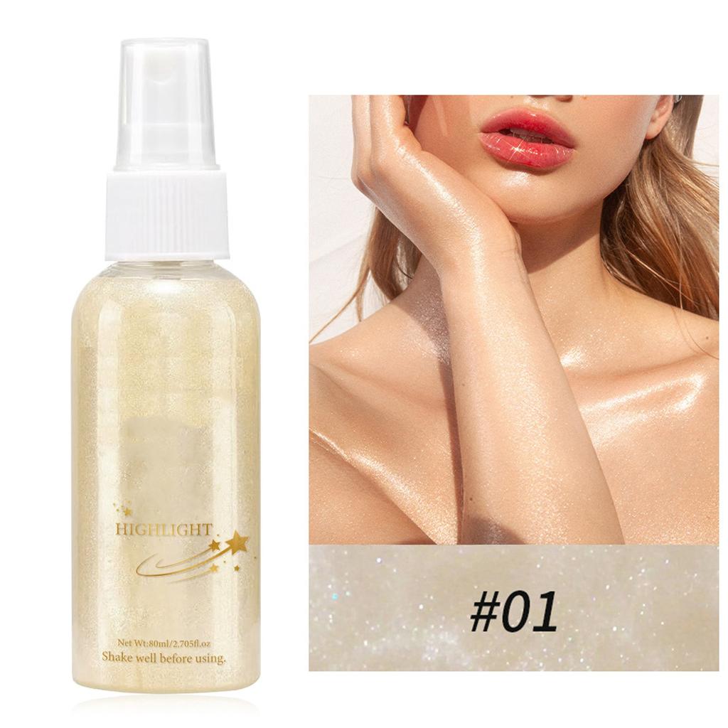 Хайлайтер для тела, жидкий хайлайтер, водостойкий хайлайтер-спрей для стойкого контуринга, блеск для лица и тела 80 мл