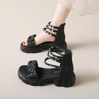 Модная обувь с открытым носком на молнии для женщин Лето 2025 Комфортная обувь VIP-предложения Оригинальные женские сандалии на распродаже Винтажная корейская повседневная обувь