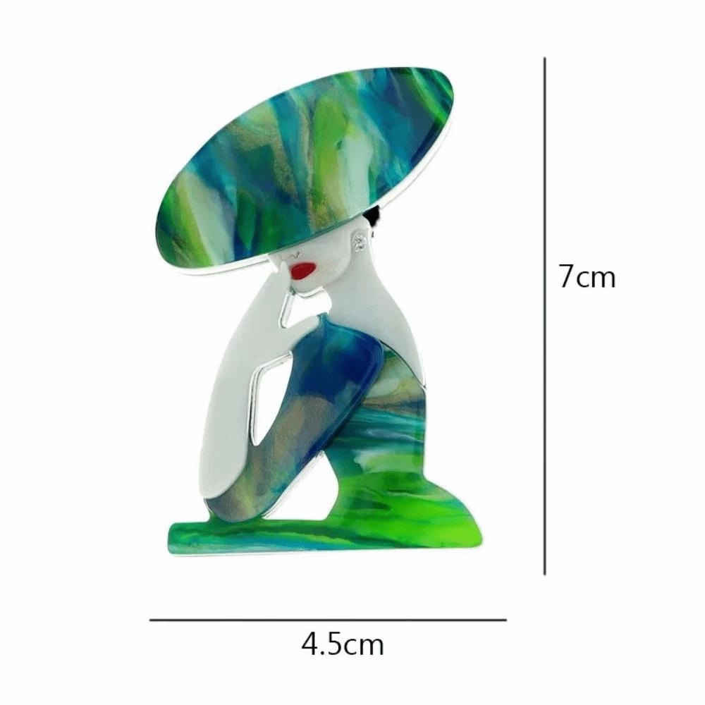Cartoon Sitting Girl Brooch DIY Dress  Badge Modern Women Portrait Pin