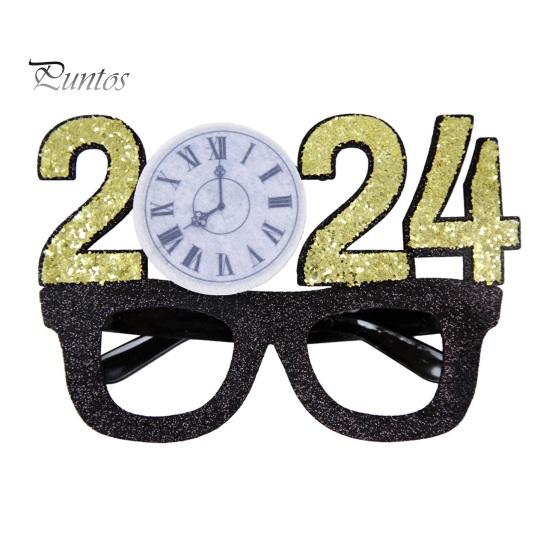 2024 новогодние украшения для вечеринки, очки, реквизит для фотографий, черные и золотые тематические рамки, оправы для очков с новым годом