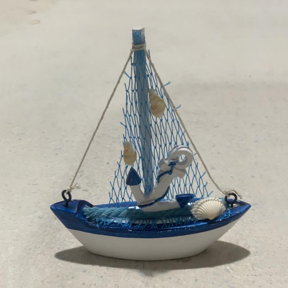 Wooden Crafts DIY Micro Landscape Sailing Miniature Figurines Sailboat Ornaments Sailing Model