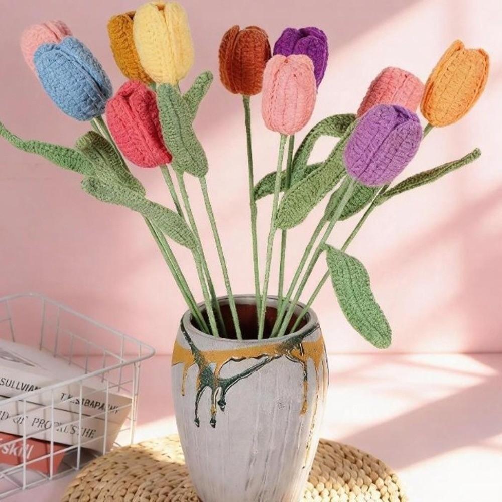 Crochet Flowers Crochet Bouquet Creative Finished Fake Flower Plants Wedding Decor