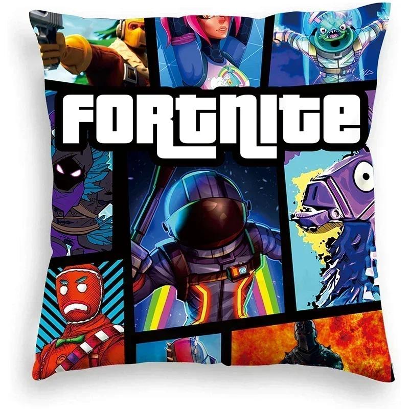 High Quality Fortnite Cushion Cover Plush Anime Pillowcase Plush Pillow Cases Home Decoration Pillow Cover for Sofa Bed Chair Living Room