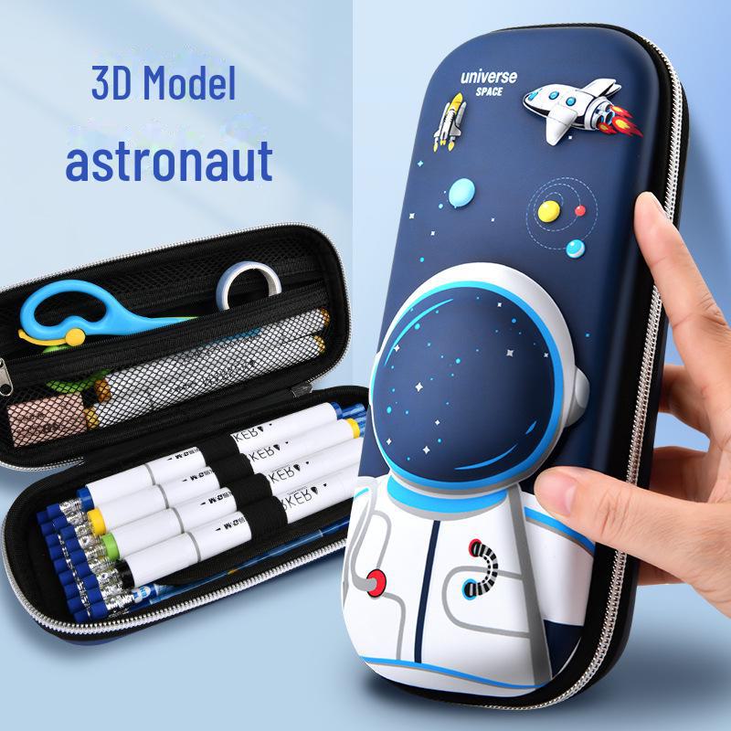 3D Astronaut Pencil Case for Boys - Large Capacity Multilayer Cartoon Stationery Box