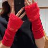 Korean Style Mink Fleece Half Finger Gloves Solid Color Y2k Winter Mittens  Women