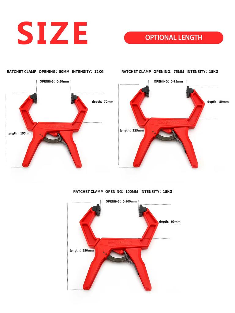 Трещотчатый пружинный зажим DIY Деревообрабатывающие инструменты 1 шт. 8 9 10 дюймов Пластиковые нейлоновые зажимы Фото фон Сильный фиксирующий зажим