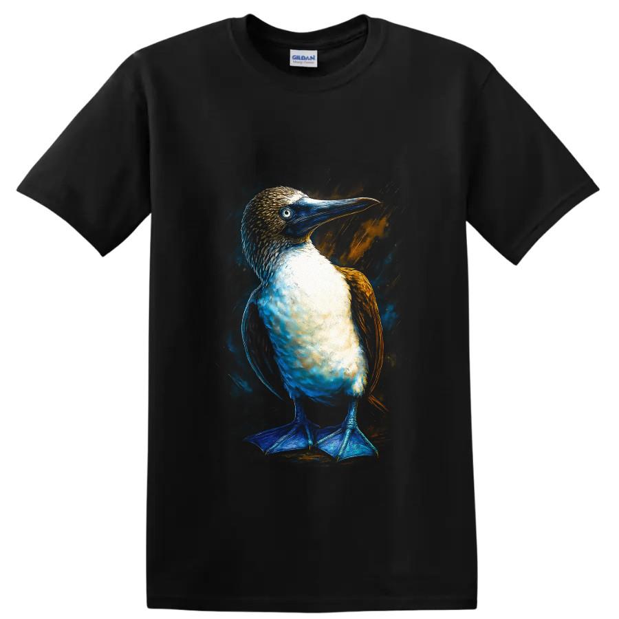 Blue Footed Booby Bird T Shirt Colorful Modern Wildlife Art Graphic Tee Gift