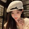 Bow Lamb Plush Beret Women's Autumn and Winter New Painter Hat Show Face Small Hat