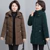 Women's Winter Thickened Jackets Down Cotton Parkas Hooded Quilted Long Pockets Coat Middle Aged Female Overcoat