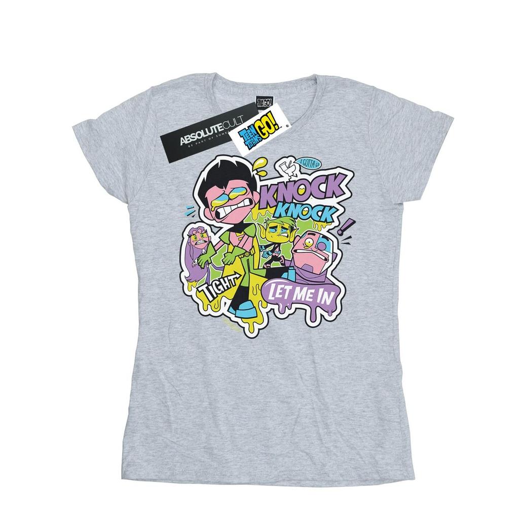 DC Comics Womens/Ladies Teen Titans Go Knock Knock Cotton T-Shirt