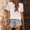 Женская летняя новая повседневная футболка с короткими рукавами и кружевным верхом