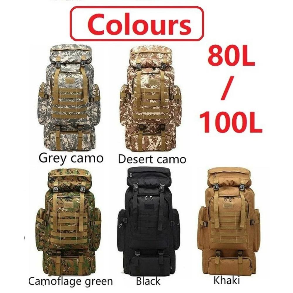 80L/100L Альпинистская сумка Climb Bag Tactical Backpacks Большой рюкзак для походов на открытом воздухе Кемпинг Дорожные сумки