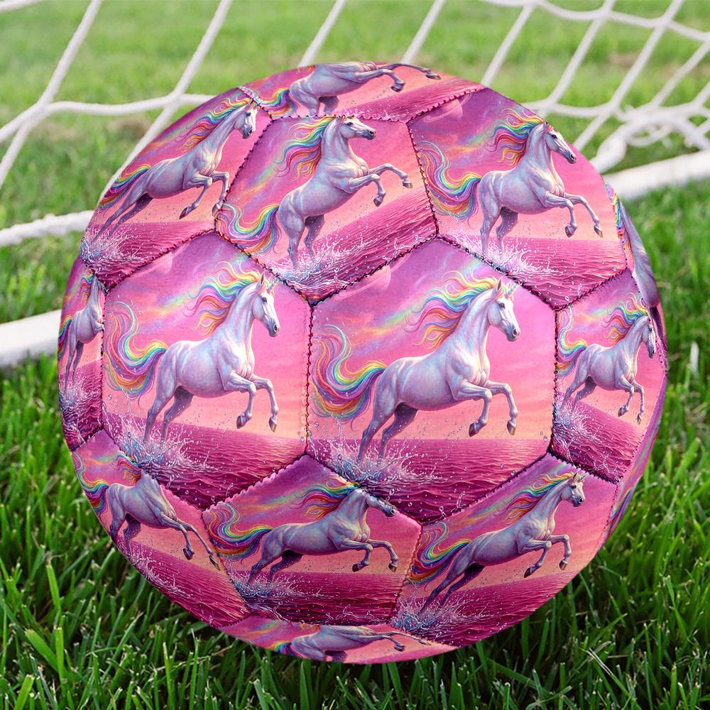 1pc Rainbow Unicorn Fantasy Theme Soccer Ball Football, Size 5, Lightweight PVC, Durable Outdoor Training Soccer Ball, Gift m61491