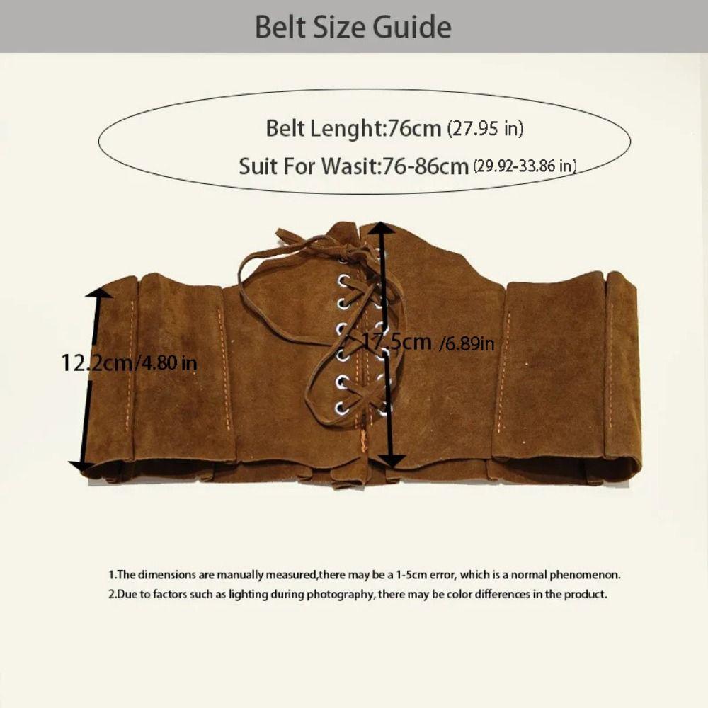 Retro Adjustable Pu Leather Corset Spicy Girl Solid Color Brown Cummerbunds Slimming PU Leather Western Cowboy Belt Dress